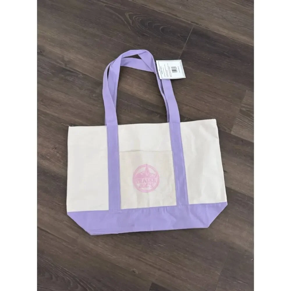 TWO (2) LARGE LAVENDER TRADER JOES TOTE BAGS! BRAND NEW - Picture 3 of 3